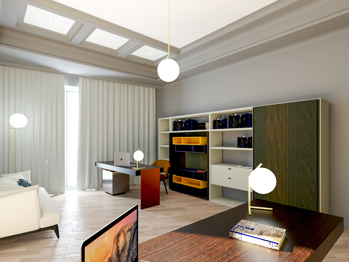 Дизайн интерьера кабинета в апартаментах